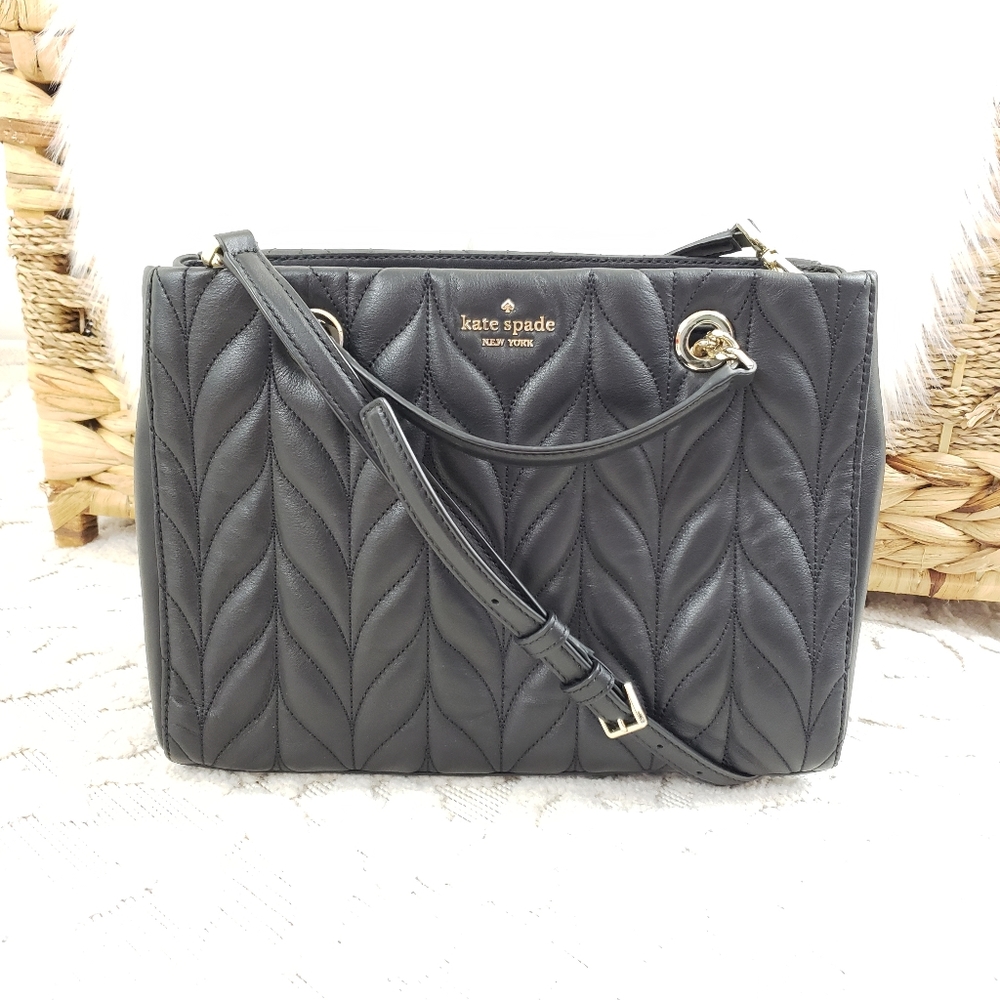 Kate Spade black quilted leather crossbody purse